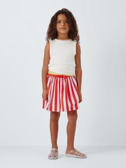John Lewis Kids' Stripe Skorts, Pink, Red - view 2, Pink, Red