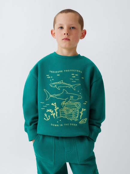 John Lewis Kids' Crew Neck Treasure Sweatshirt, Teal, Teal