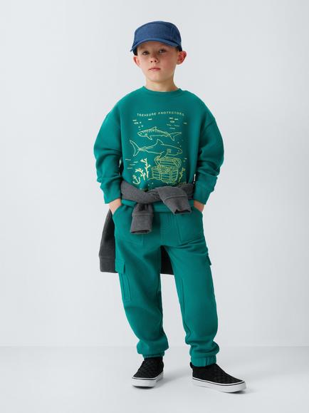 John Lewis Kids' Crew Neck Treasure Sweatshirt, Teal - view 2, Teal