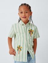 John Lewis Kids' Palm Trees Stripe Shirt, Cream Stripe