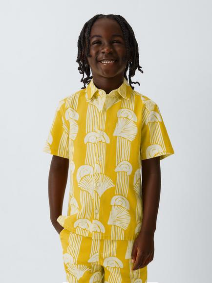 John Lewis Kids' Shell Stripe Shirt, Yellow Shells, Yellow Shells