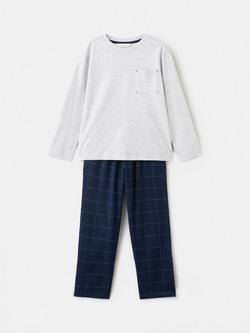Mango Kids' Squares Pyjamas, Navy, Navy