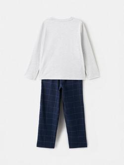 Mango Kids' Squares Pyjamas, Navy - view 2, Navy