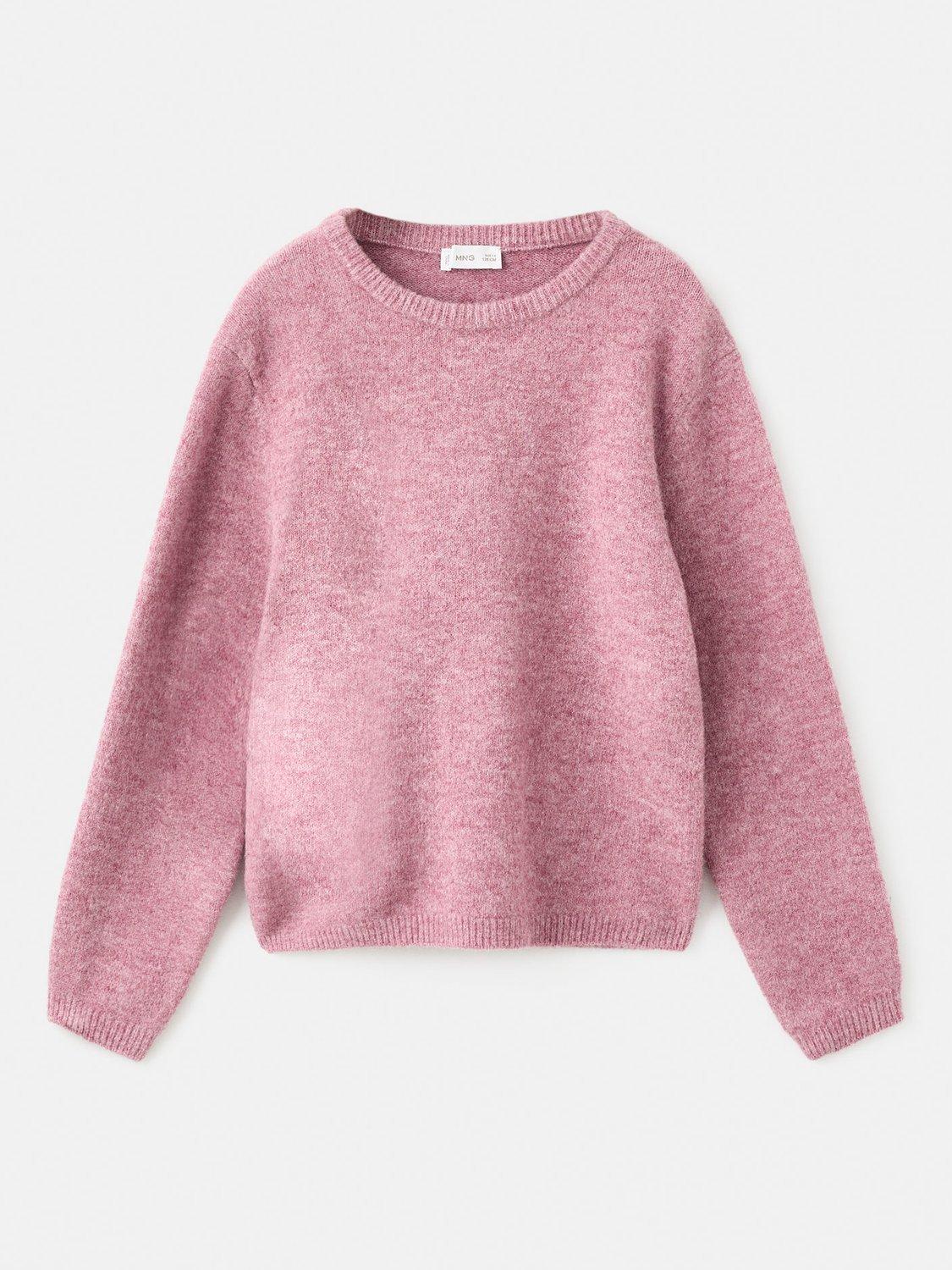 Product image 1 of 4, which shows Mango Kids' Agnes Round Neck Sweater, Pink, 5-6 years