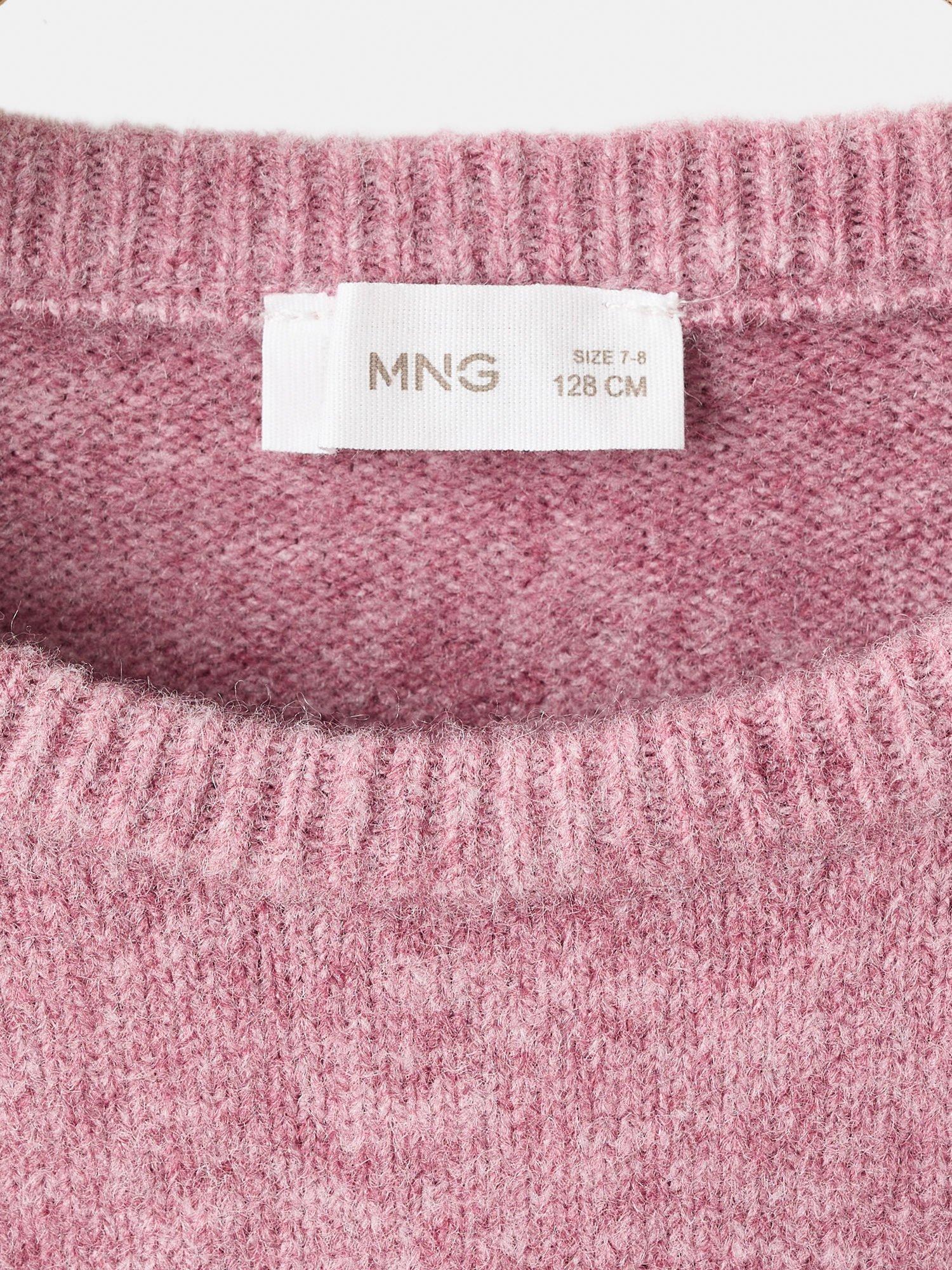 Product image 4 of 4, which shows Mango Kids' Agnes Round Neck Sweater, Pink, 5-6 years