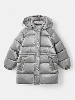 Mango Kids' Marisa Quilted Puffer Coat, Silver, Silver