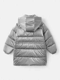 Mango Kids' Marisa Quilted Puffer Coat, Silver - view 2, Silver