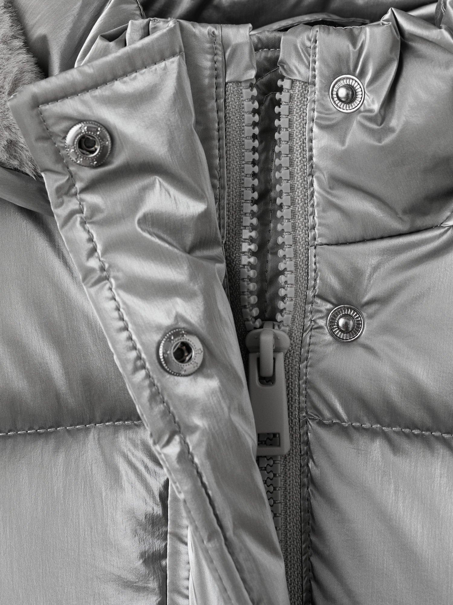 Product image 3 of 4, which shows Mango Kids' Marisa Quilted Puffer Coat, Silver, 7 years