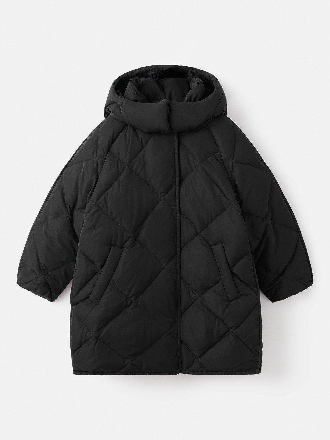Product image 1 of 4, which shows Mango Kids' Pia Quilted Hooded Coat, Black, 10 years