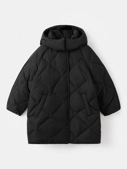 Mango Kids' Pia Quilted Hooded Coat, Black, Black