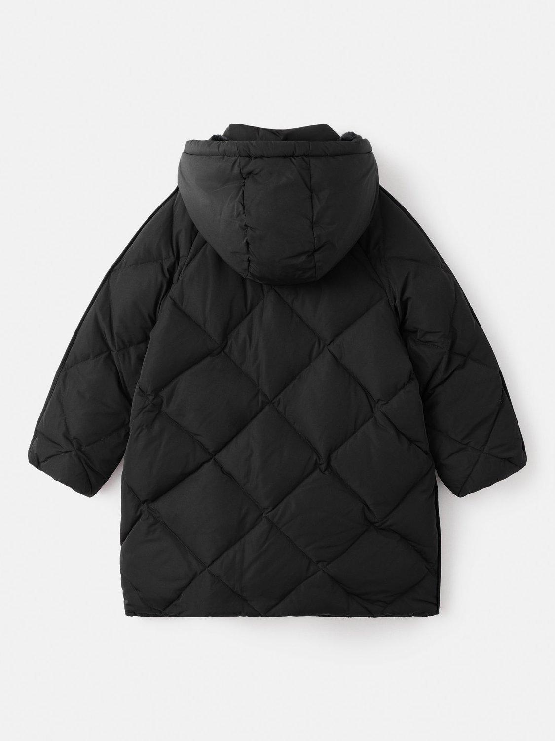 Product image 2 of 4, which shows Mango Kids' Pia Quilted Hooded Coat, Black, 10 years