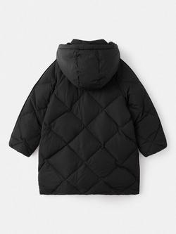 Mango Kids' Pia Quilted Hooded Coat, Black - view 2, Black