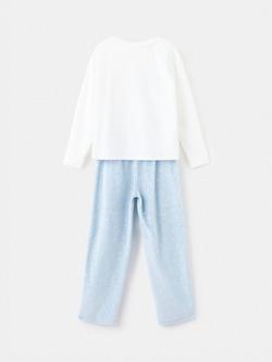 Mango Kids' Cotton Blend Long Sleeved Snoopy Pyjama Set, Natural White - view 2, Natural White