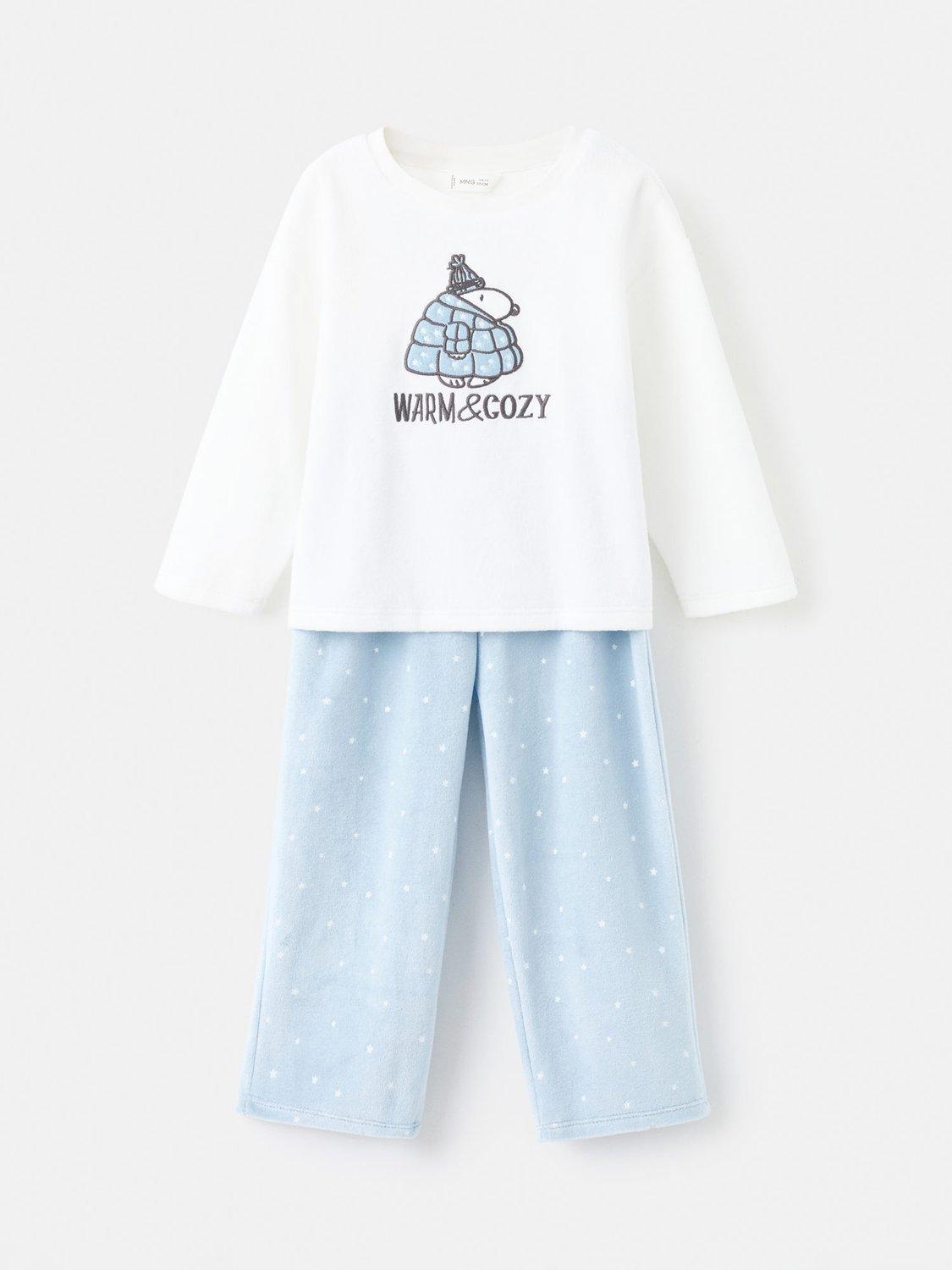 Product image 1 of 4, which shows Mango Kids' Polar Bear Pyjama Set, White/Blue, 12-18 months