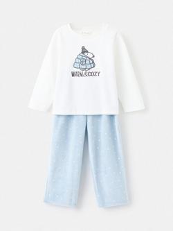 Mango Kids' Polar Bear Pyjama Set, White/Blue, White/Blue