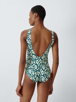 John Lewis Maya Aztec Ruched Swimsuit, Teal - view 2, Teal
