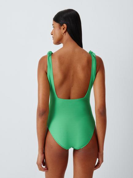 John Lewis Seychelles Rib Texture Square Neck Swimsuit - view 2, Green