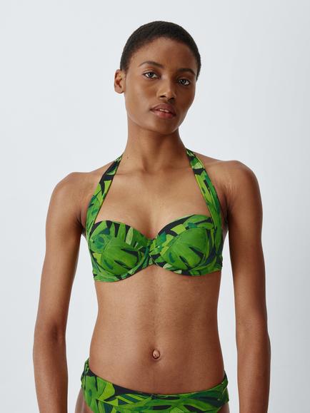 John Lewis Grenada Underwired Sling Bikini Top, Green Palm, Green Palm