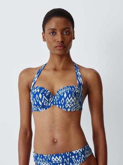 John Lewis Malay Ikat Underwired Sling Bikini Top, Navy Blue, Navy Blue