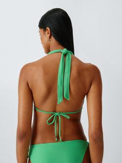John Lewis Seychelles Textured High Apex Bikini Top, Green - view 2, Green