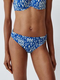 John Lewis Malay Ikat Fold Over Bikini Bottoms, Navy Blue, Navy Blue