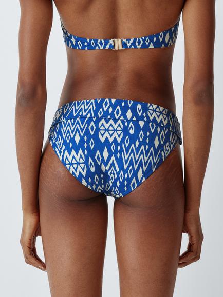 John Lewis Malay Ikat Slim Fold Over Bikini Bottoms, Navy Blue - view 2, Navy Blue