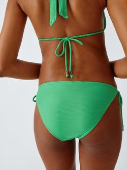 John Lewis Seychelles Textured Tie Side Bikini Bottoms, Green - view 2, Green