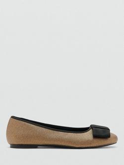 Mango Kids' Yas Shimmer Ballet Flats, Gold, Gold
