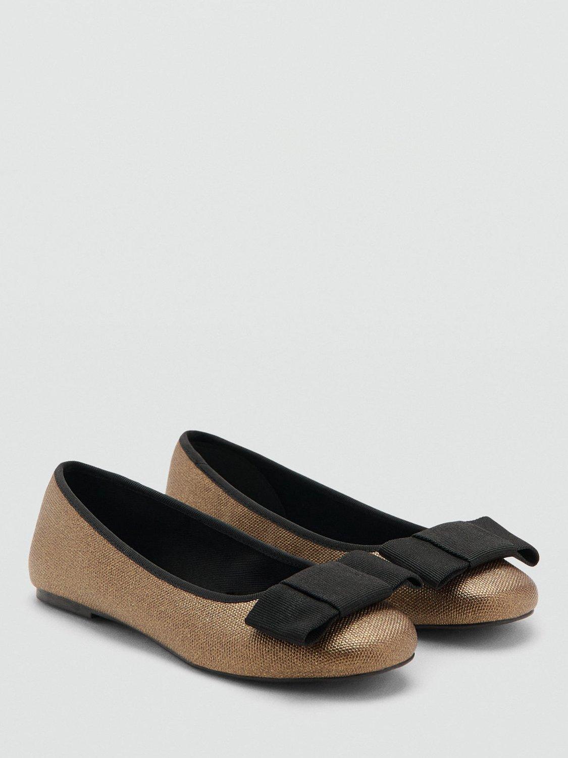 Product image 2 of 5, which shows Mango Kids' Yas Shimmer Ballet Flats, Gold, 12.5 Jnr