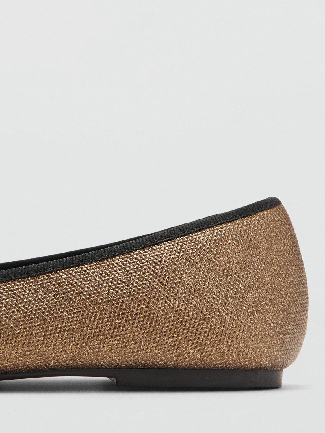 Product image 4 of 5, which shows Mango Kids' Yas Shimmer Ballet Flats, Gold, 12.5 Jnr