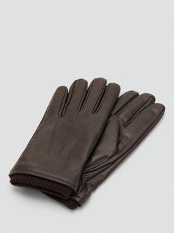 Mango Guantes Elastic Wool Blend Leather Gloves - view 2, Brown