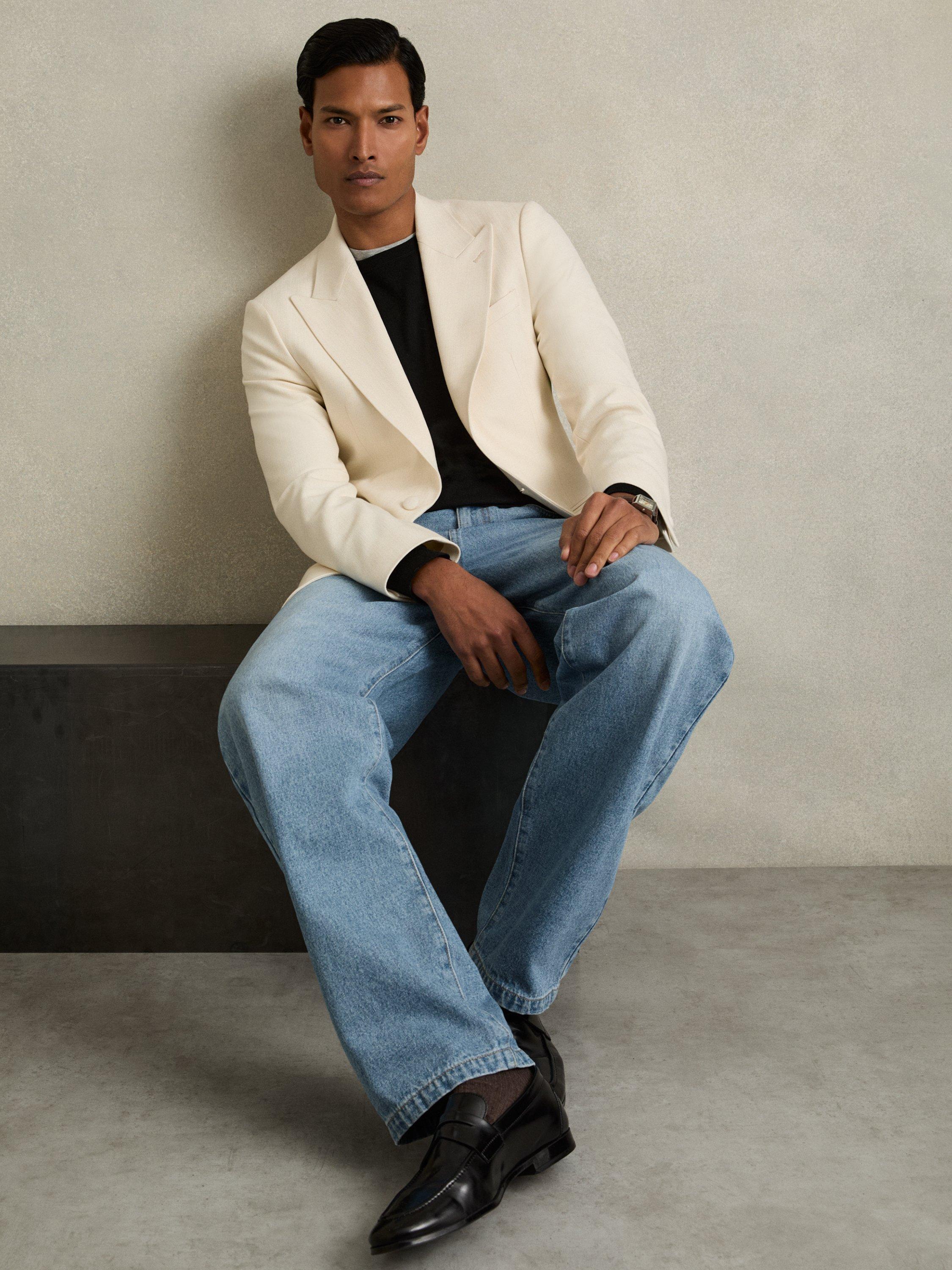 Product image 1 of 5, which shows Mango Broadway Mid Rise Loose-Cut Denim Jeans , Light Blue, 28