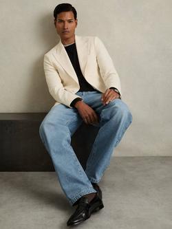 Mango Broadway Mid Rise Loose-Cut Denim Jeans, Light Blue