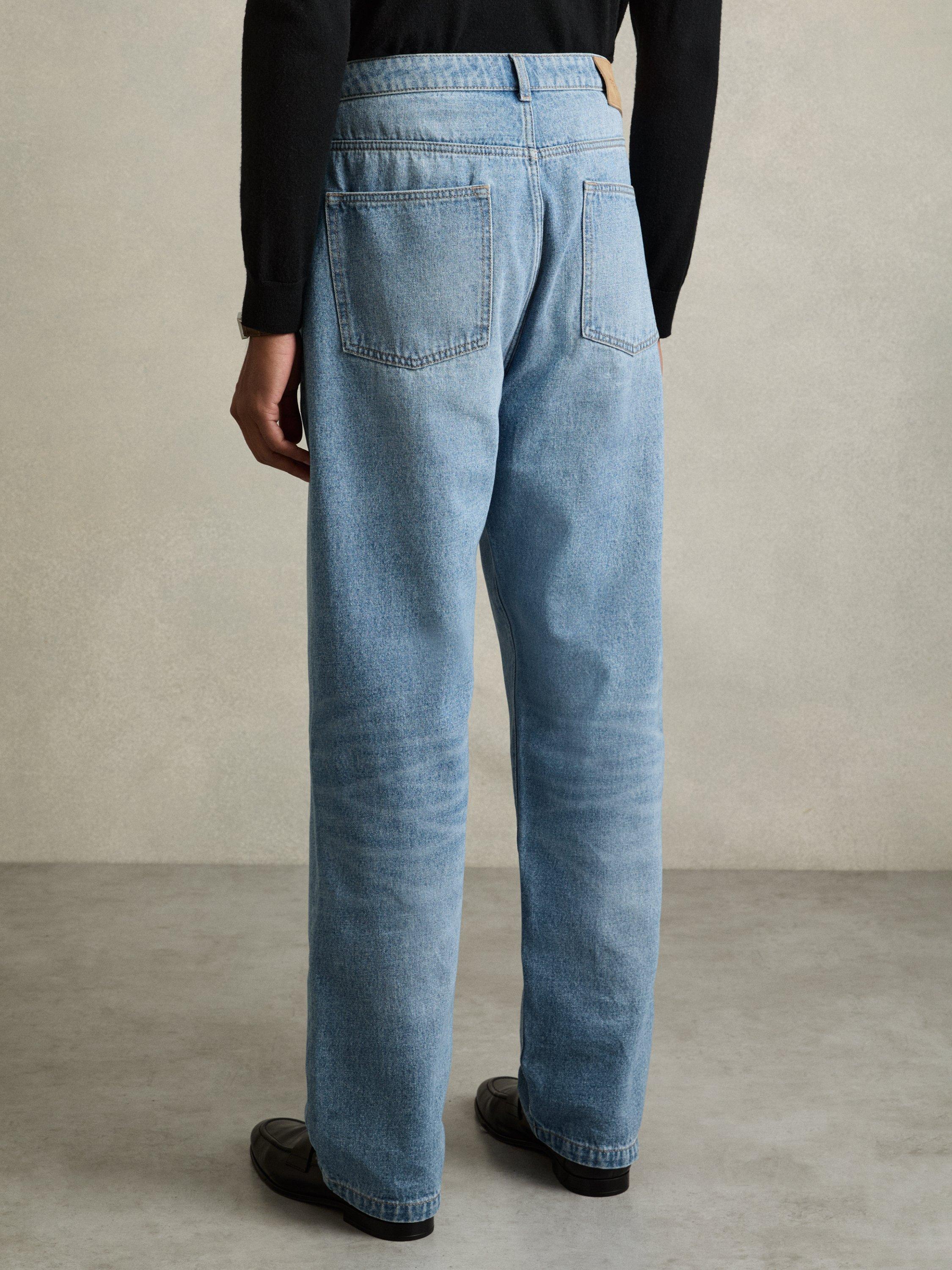Product image 2 of 5, which shows Mango Broadway Mid Rise Loose-Cut Denim Jeans , Light Blue, 28
