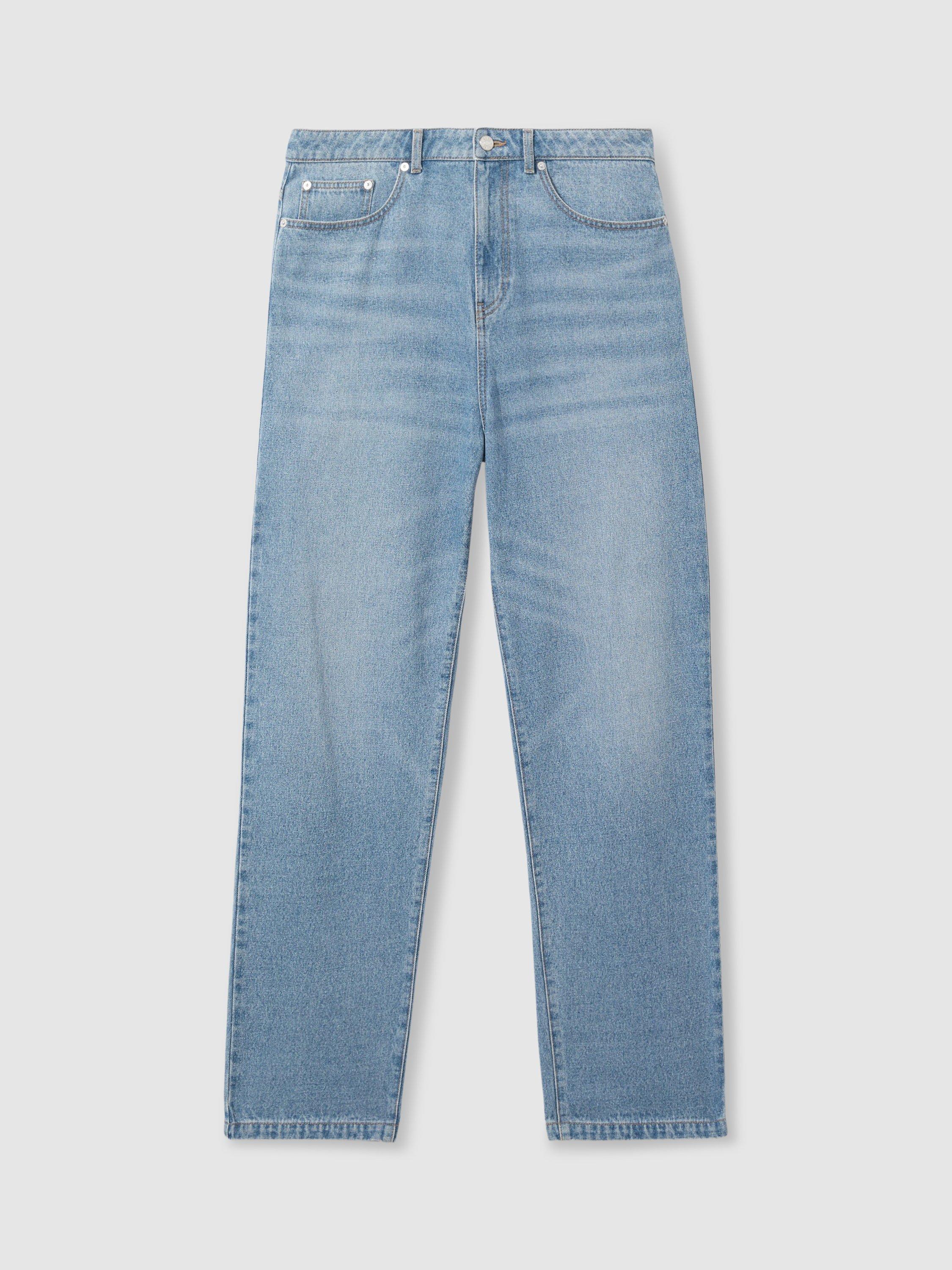 Product image 3 of 5, which shows Mango Broadway Mid Rise Loose-Cut Denim Jeans , Light Blue, 28