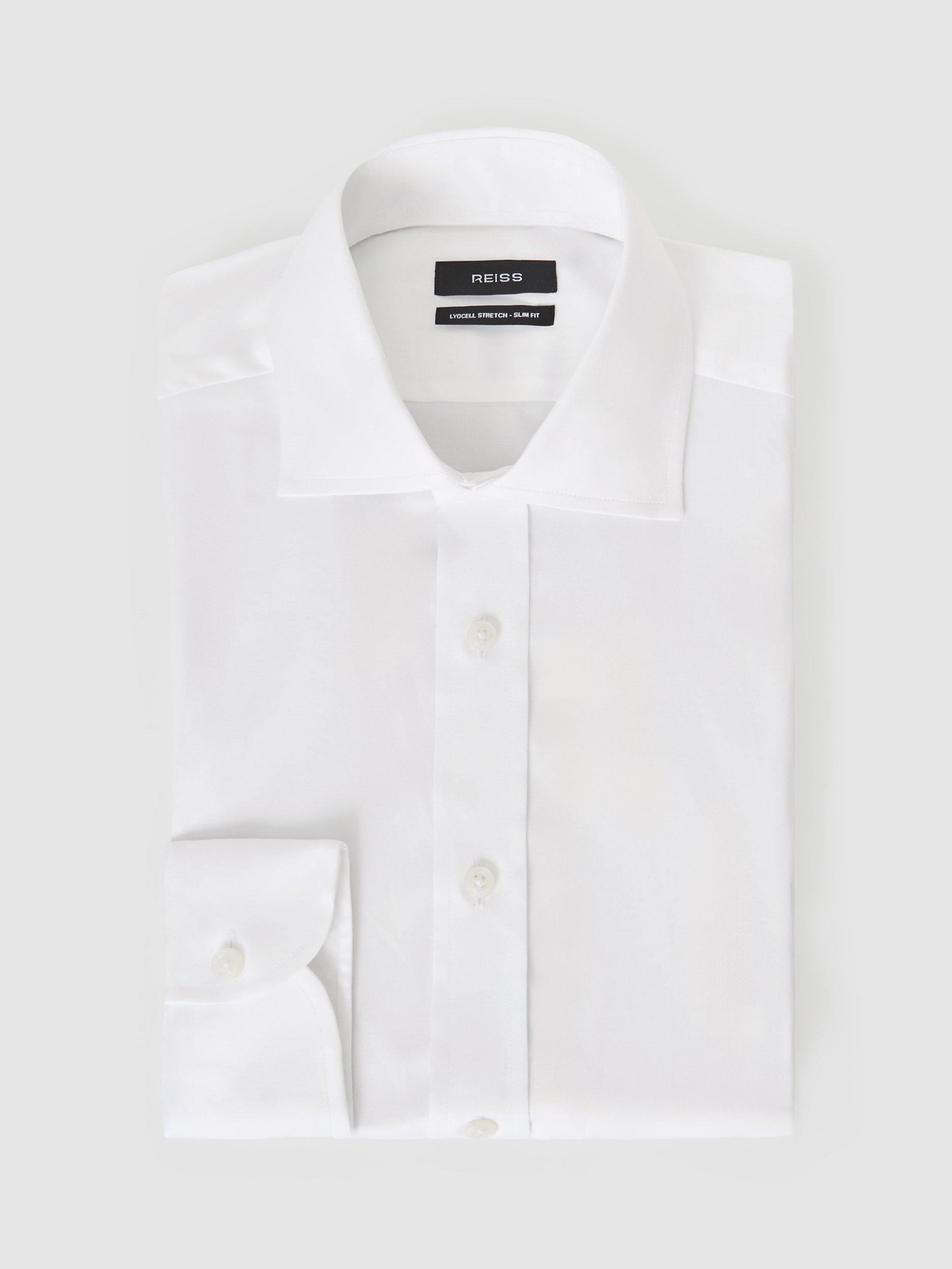 Product image 3 of 5, which shows Reiss Bishopsgate Cotton Blend Shirt, White, XS