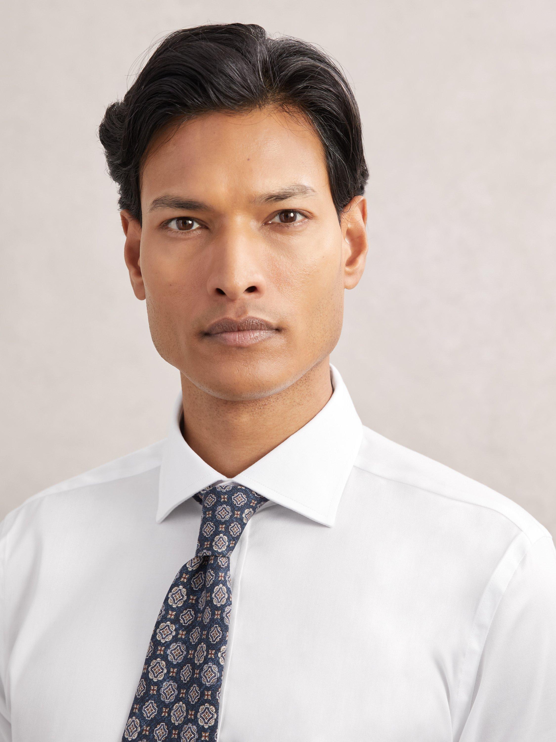 Product image 5 of 5, which shows Reiss Bishopsgate Cotton Blend Shirt, White, XS