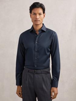 Reiss Bishopsgate Cotton Blend Shirt,, Navy
