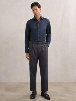 Reiss Bishopsgate Cotton Blend Shirt, - view 2, Navy