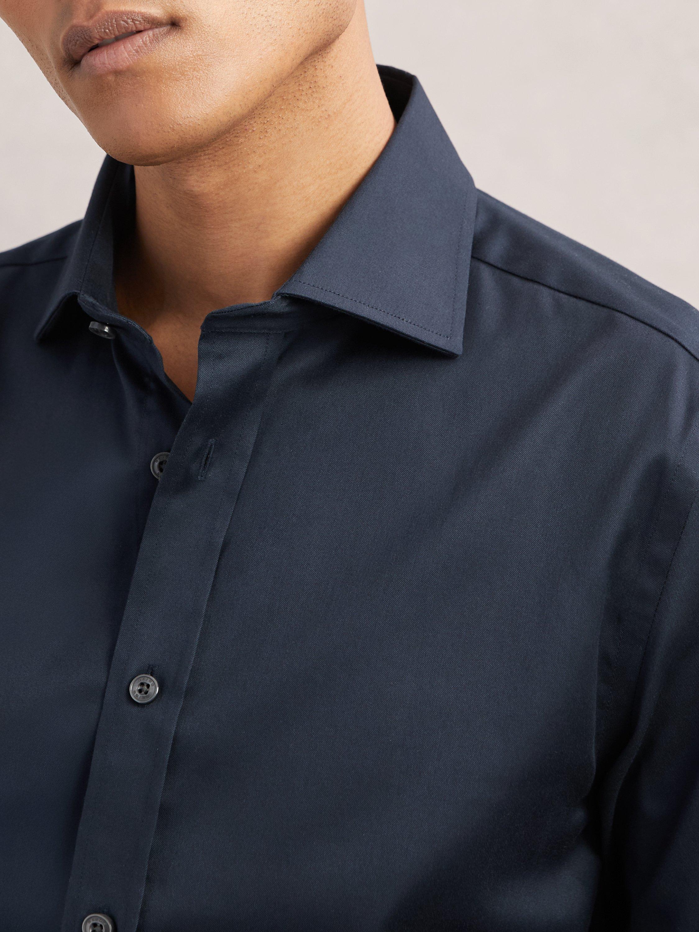 Product image 4 of 5, which shows Reiss Bishopsgate Cotton Blend Shirt, Navy, XS