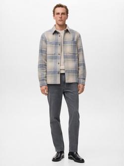 Mango Dylan Check Shacket, Pastel Blue - view 2, Pastel Blue