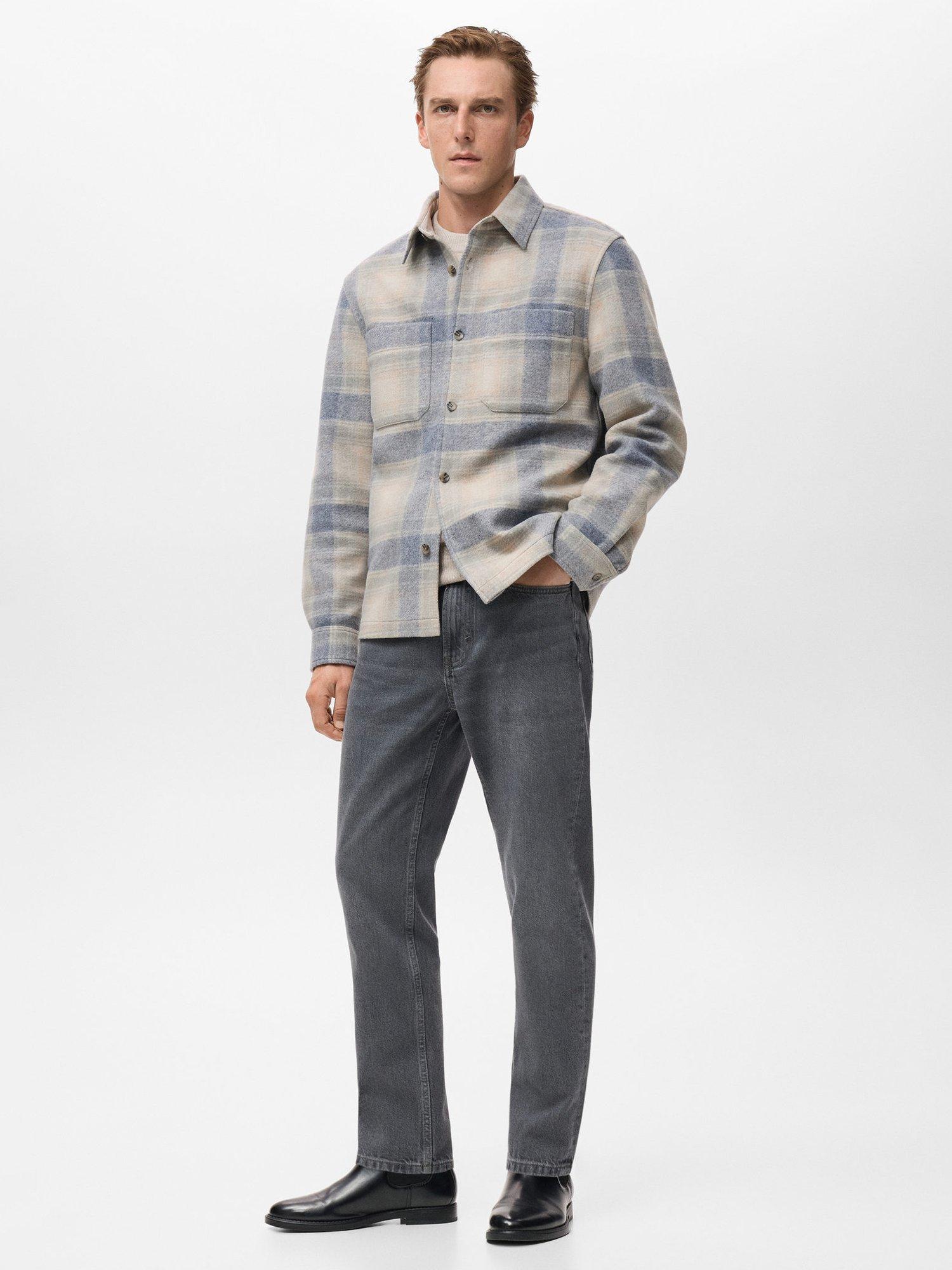 Product image 7 of 9, which shows Mango Dylan Check Shacket, Pastel Blue, L