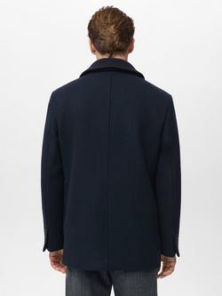 Mango Dave Double-Breasted Wool Blend Coat - view 2, Navy