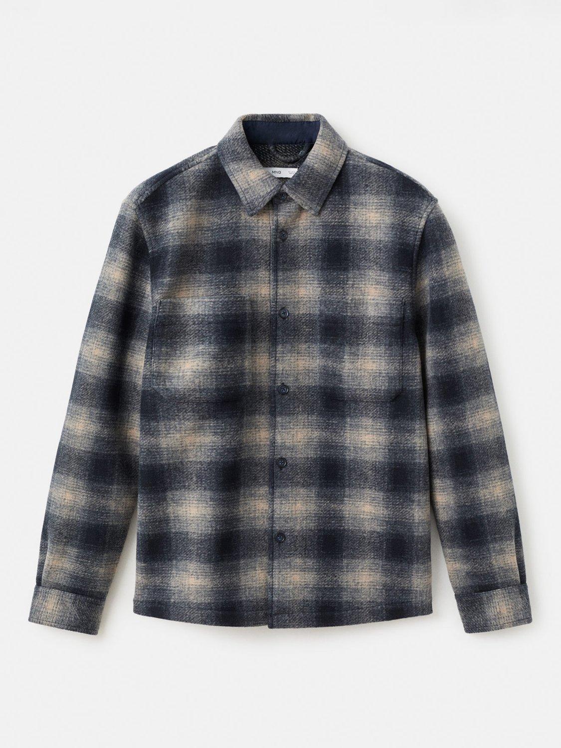 Product image 3 of 8, which shows Mango Megara Check Shacket, Navy, S