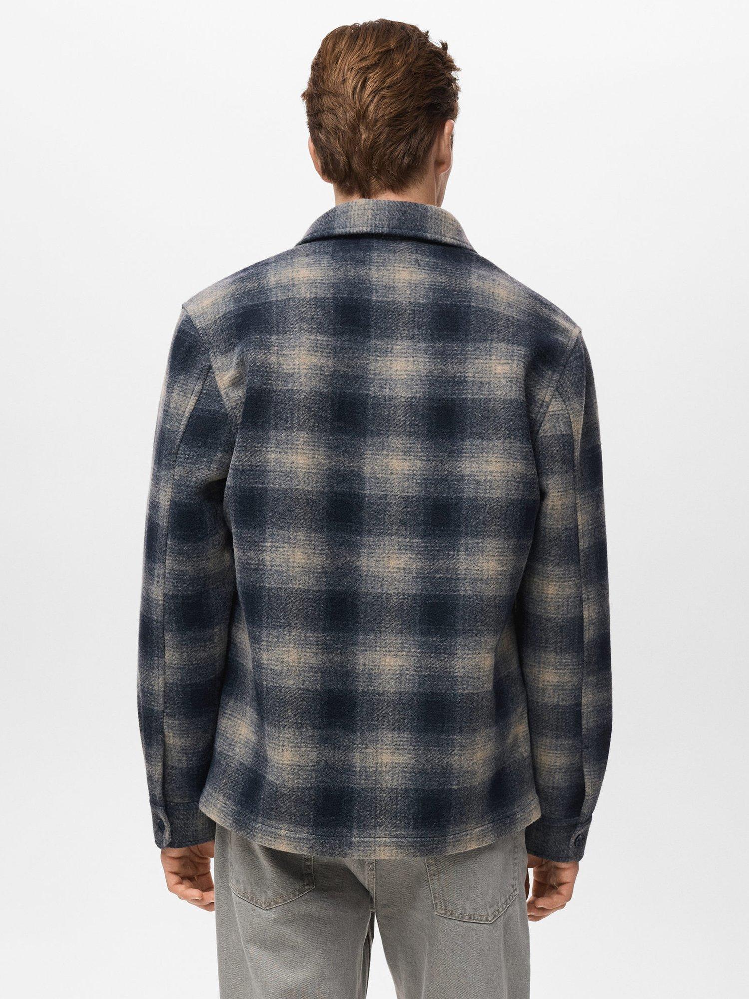 Product image 4 of 8, which shows Mango Megara Check Shacket, Navy, S