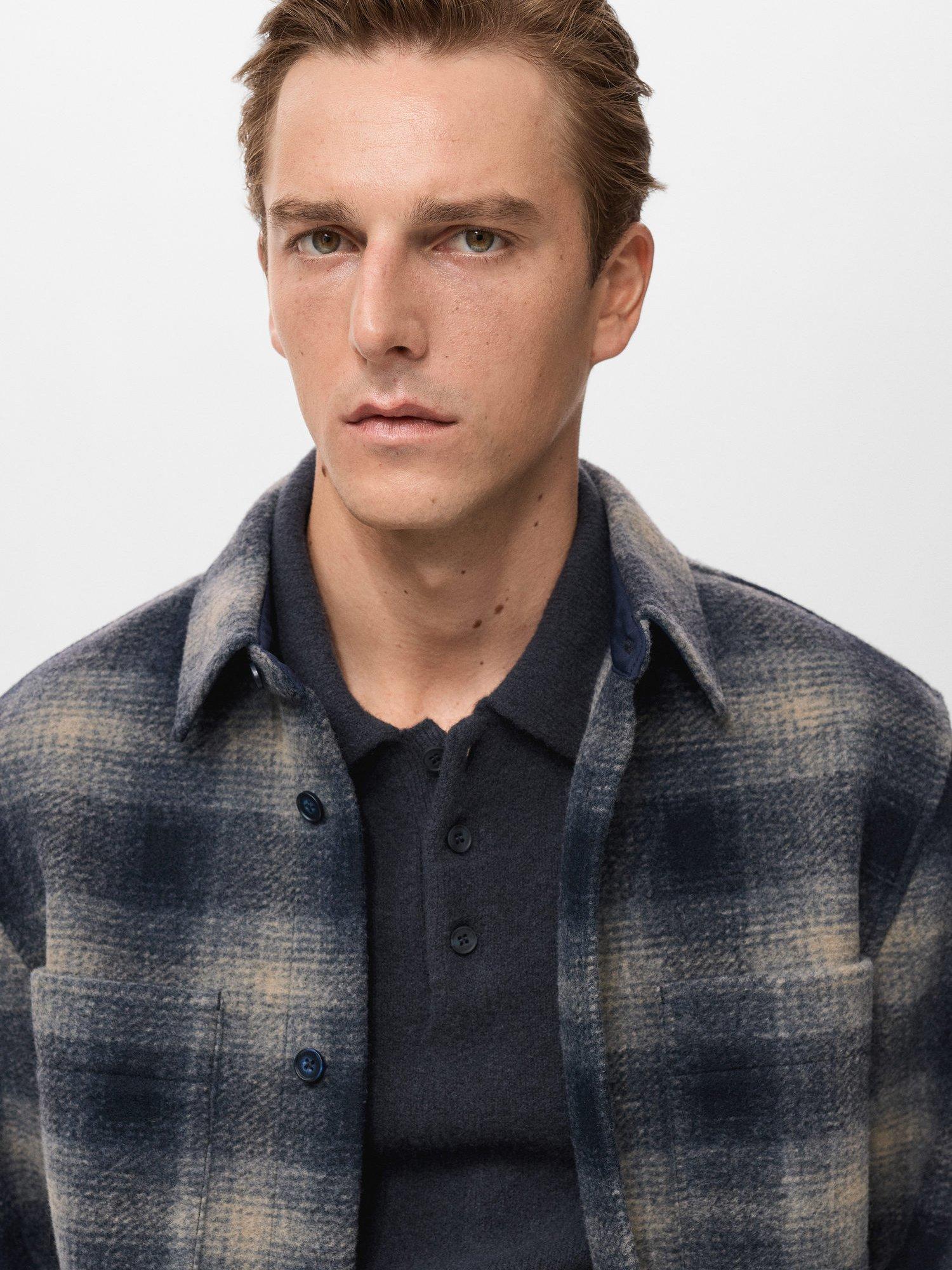 Product image 6 of 8, which shows Mango Megara Check Shacket, Navy, S