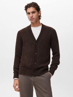 Mango Oreo Wool Blend Cardigan, Brown