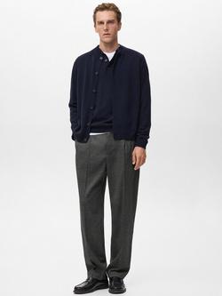 Mango Renzo Wool Crew Neck Cardigan - view 2, Navy