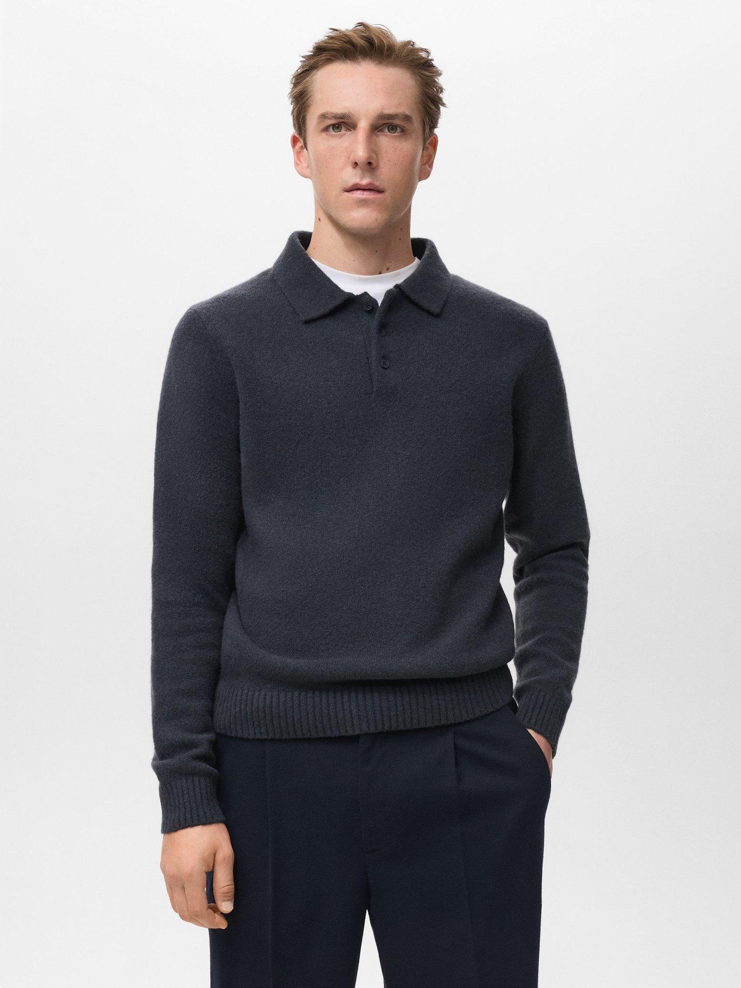 Product image 1 of 8, which shows Mango Lotuss Long Sleeve Polo Shirt, Navy Blue, XL