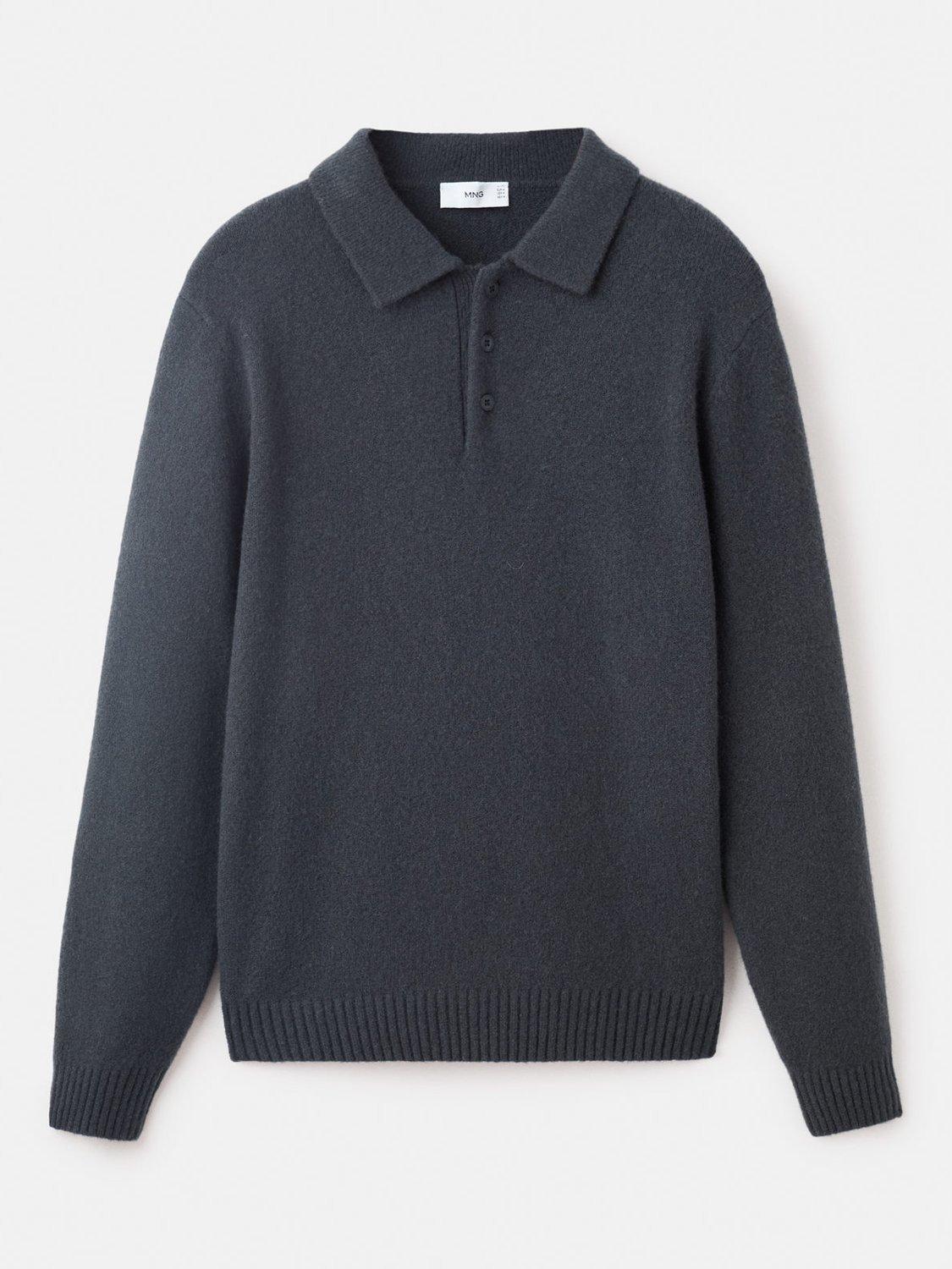 Product image 3 of 8, which shows Mango Lotuss Long Sleeve Polo Shirt, Navy Blue, XL